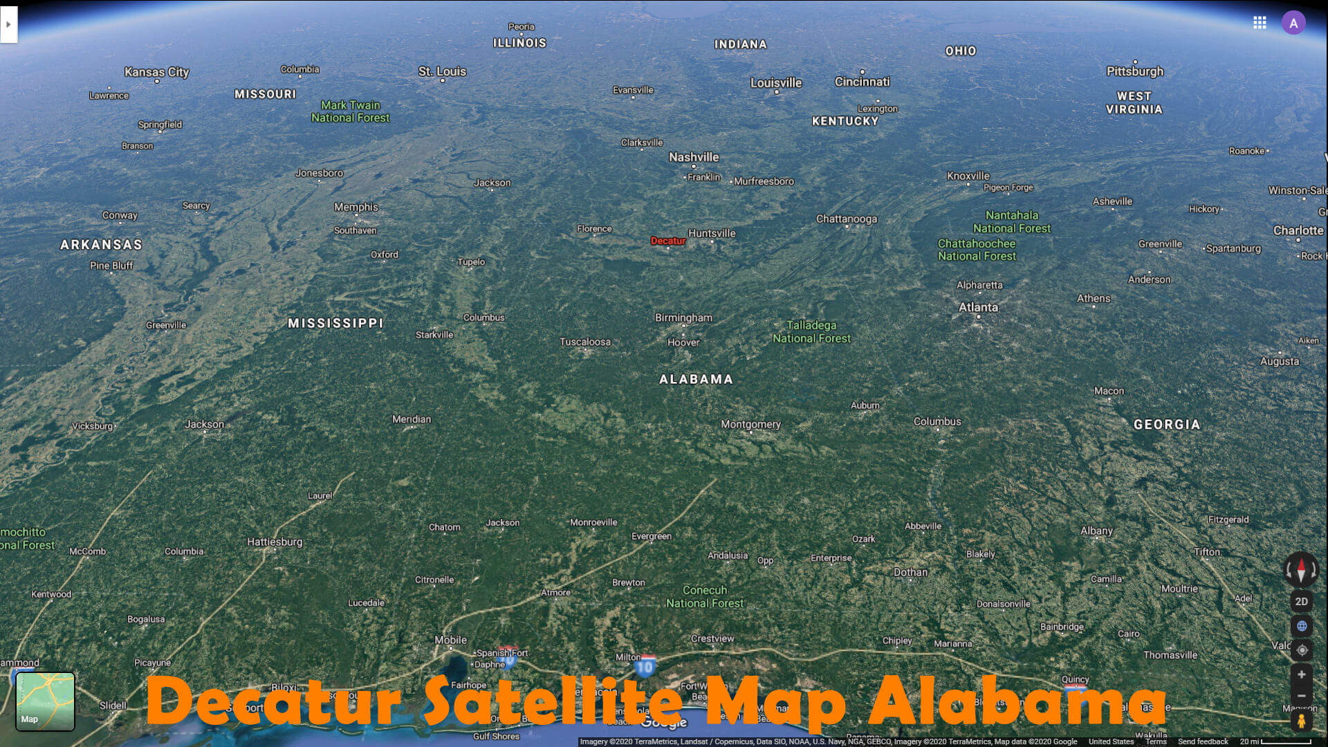 Decatur Satellite Carte Alabama